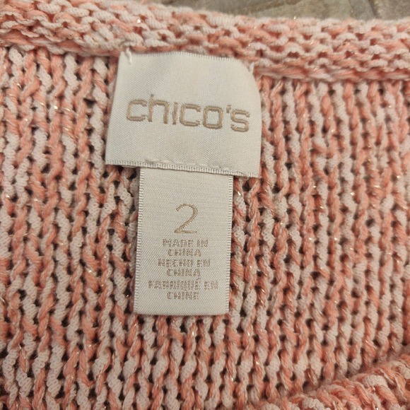 Chico's Women's Pullover Sweater Tunic Sparkly Pink Ombre Size 2/L. - Picture 3 of 6